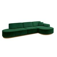 ECKSOFA Ottomane Rechts MARI-L2-v2 - 328x171x83 cm Dunkelgrün Velours - Dunkelgrün, Holzwerkstoff/Textil (171/328cm) - ALTDECOR