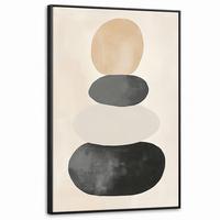 LEINWAND Bilder mit Rahmen - Japandi - Wabi sabi - Beige - 100x150 - Taupe, Textil (100/150cm) - MuchoWow