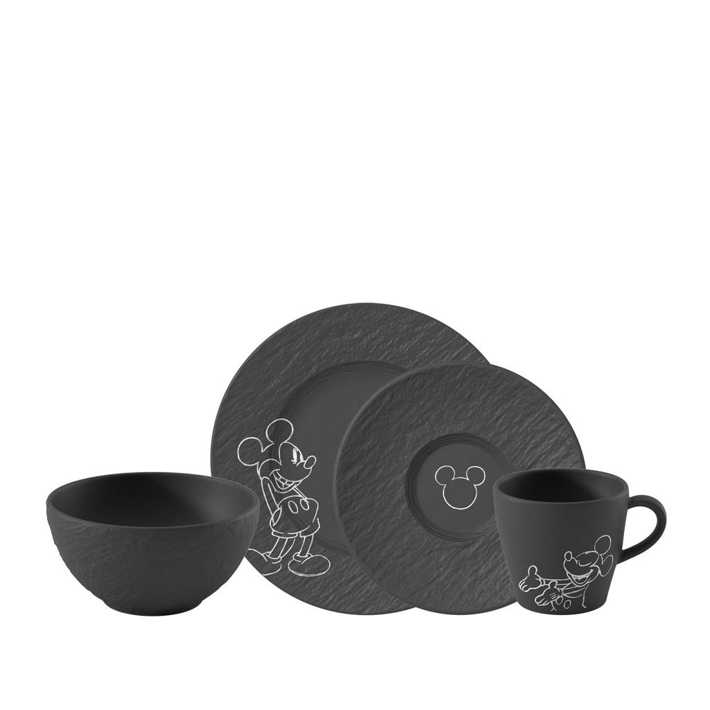 FRÜHSTÜCKS-SET Manufacture Rock – Mickey Mouse schwarz 4-tlg. - Schwarz, Keramik (23/11.5/23cm) - Villeroy & Boch