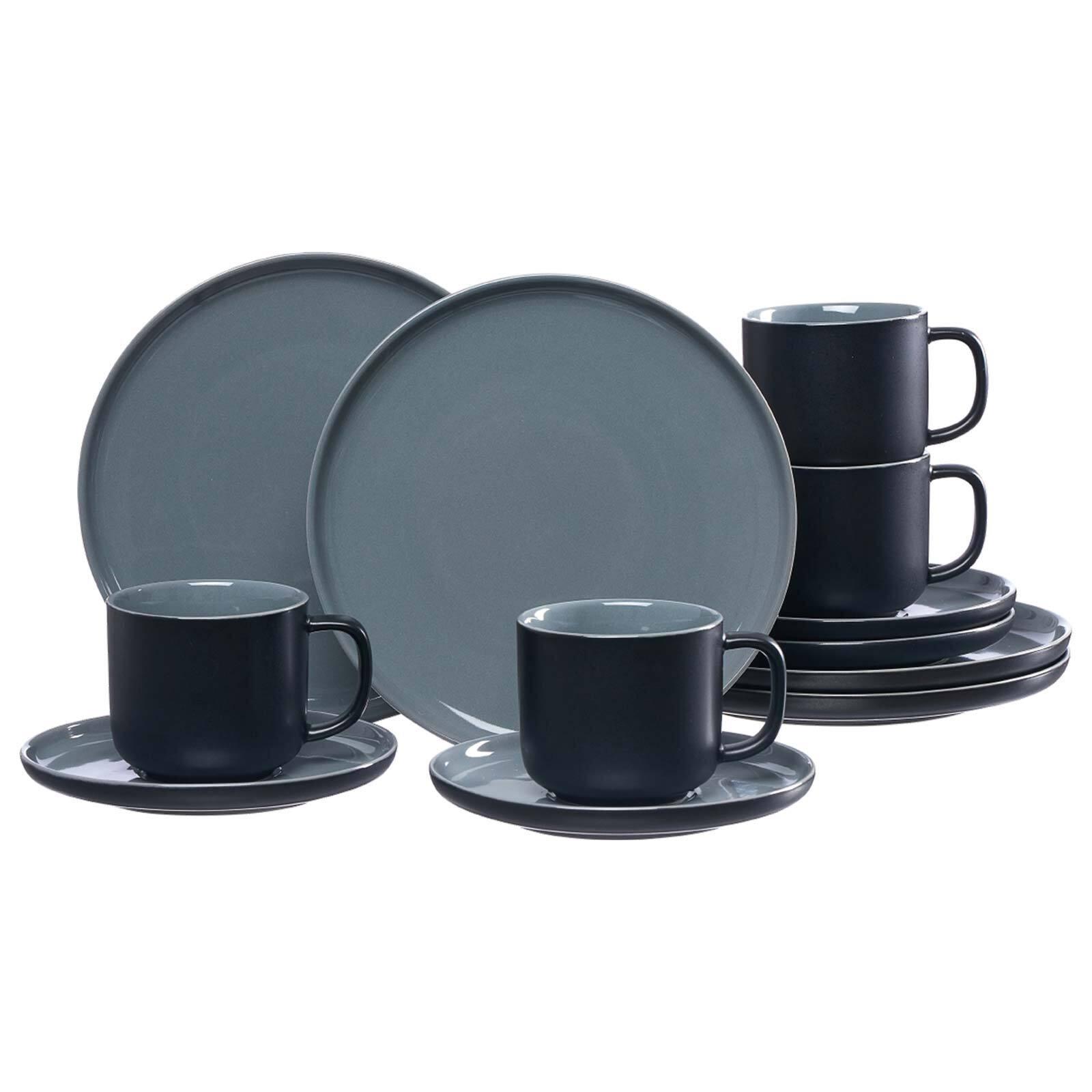 KAFFEESERVICE Jasper schwarz 12-tlg. - Schwarz, Keramik (2/2/2cm) - Ritzenhoff Breker