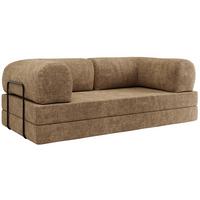 3-SITZER SOFA ORSETTO - Hellbraun Schenille grob gewebt - Hellbraun/Schwarz, Textil/Metall (200/70/100cm) - MKS