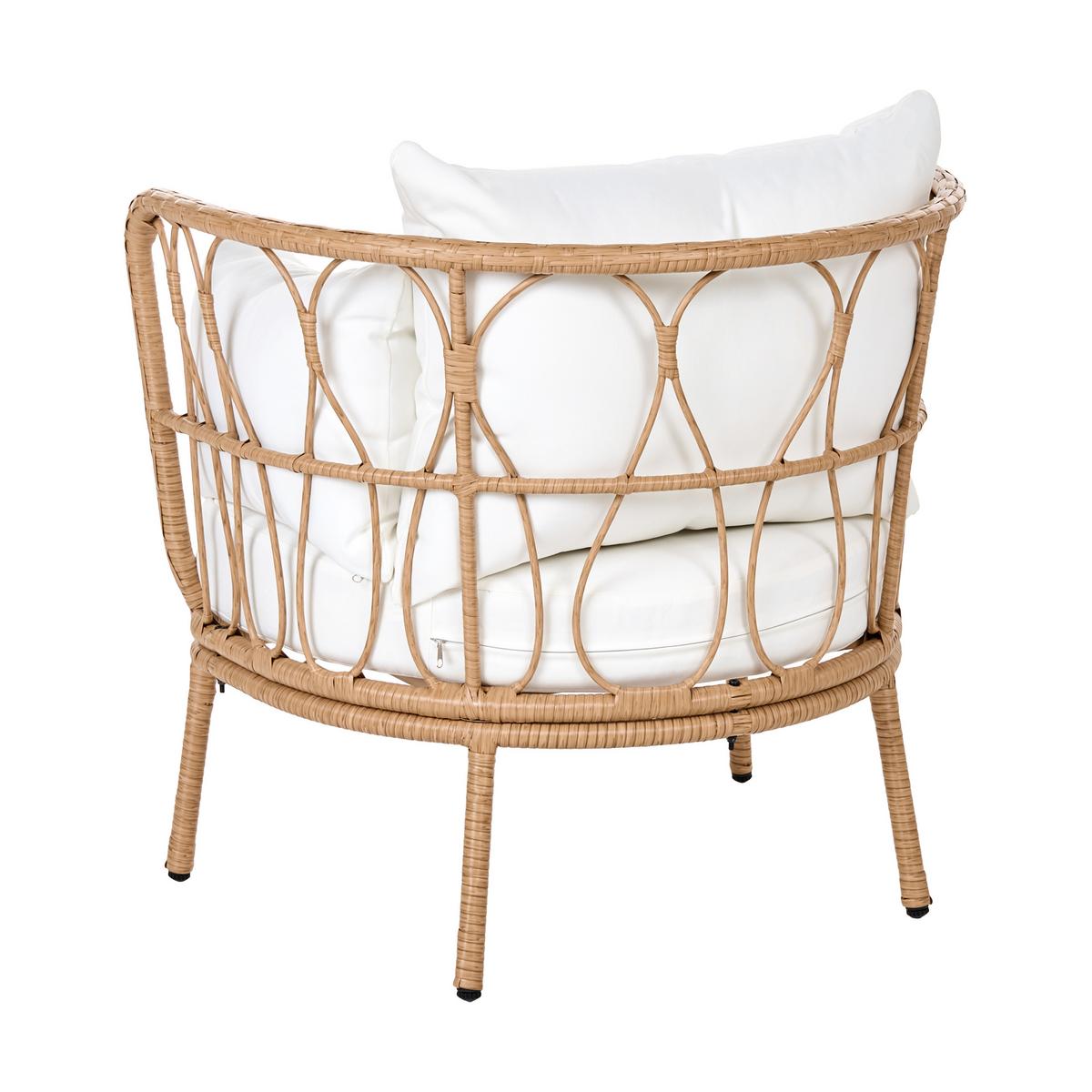 GARTENSESSEL mit Fußstütze Polyrattan Hellbraun Fonni - Hellbraun, Kunststoff (75/85/55cm) - Beliani