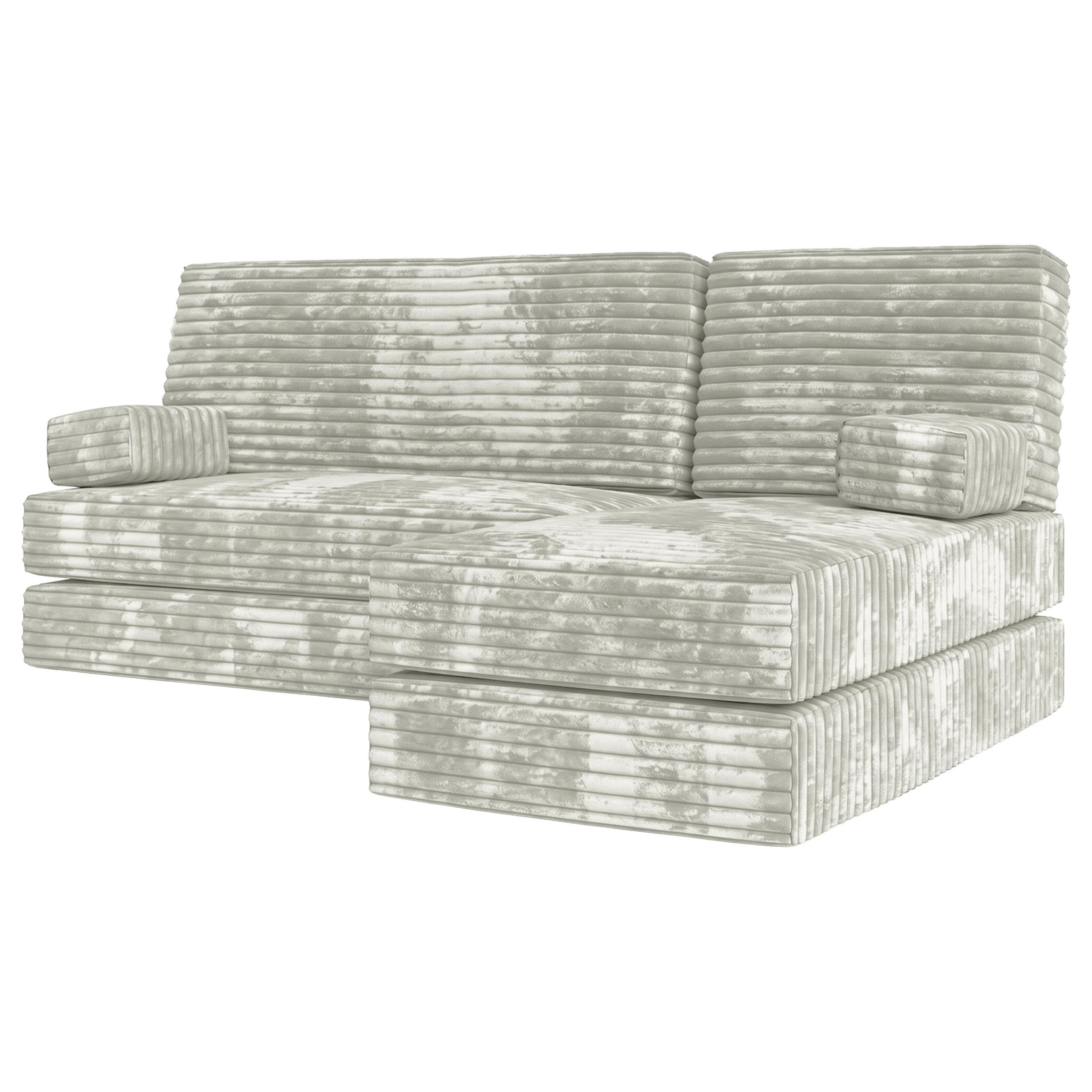 ECKSOFA NOTIA modulares Boneless Sofa mit Schlaffunktion Hellgrau Kordstoff - Hellgrau, Textil (200/120cm) - MASSENO