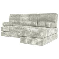 ECKSOFA NOTIA modulares Boneless Sofa mit Schlaffunktion Hellgrau Cordstoff - Hellgrau, Textil (200/120cm) - MASSENO