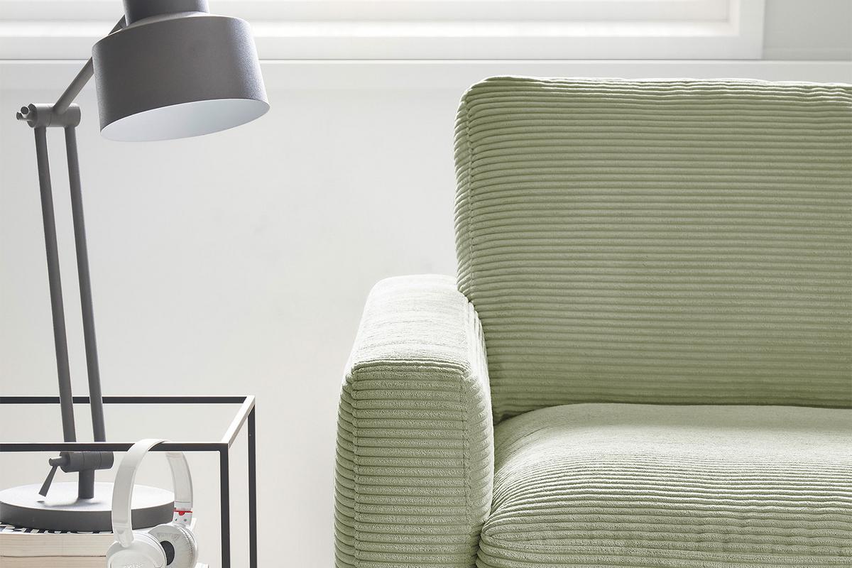 ECKSOFA CARA Grün Cord - Schwarz/Olivgrün, Textil/Metall (272/190cm) - KAWOLA