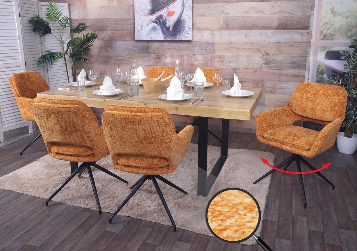 ESSZIMMERSTUHL Orange 6er-Set - Currygelb/Orange, Textil (57/86/61cm) - MCW