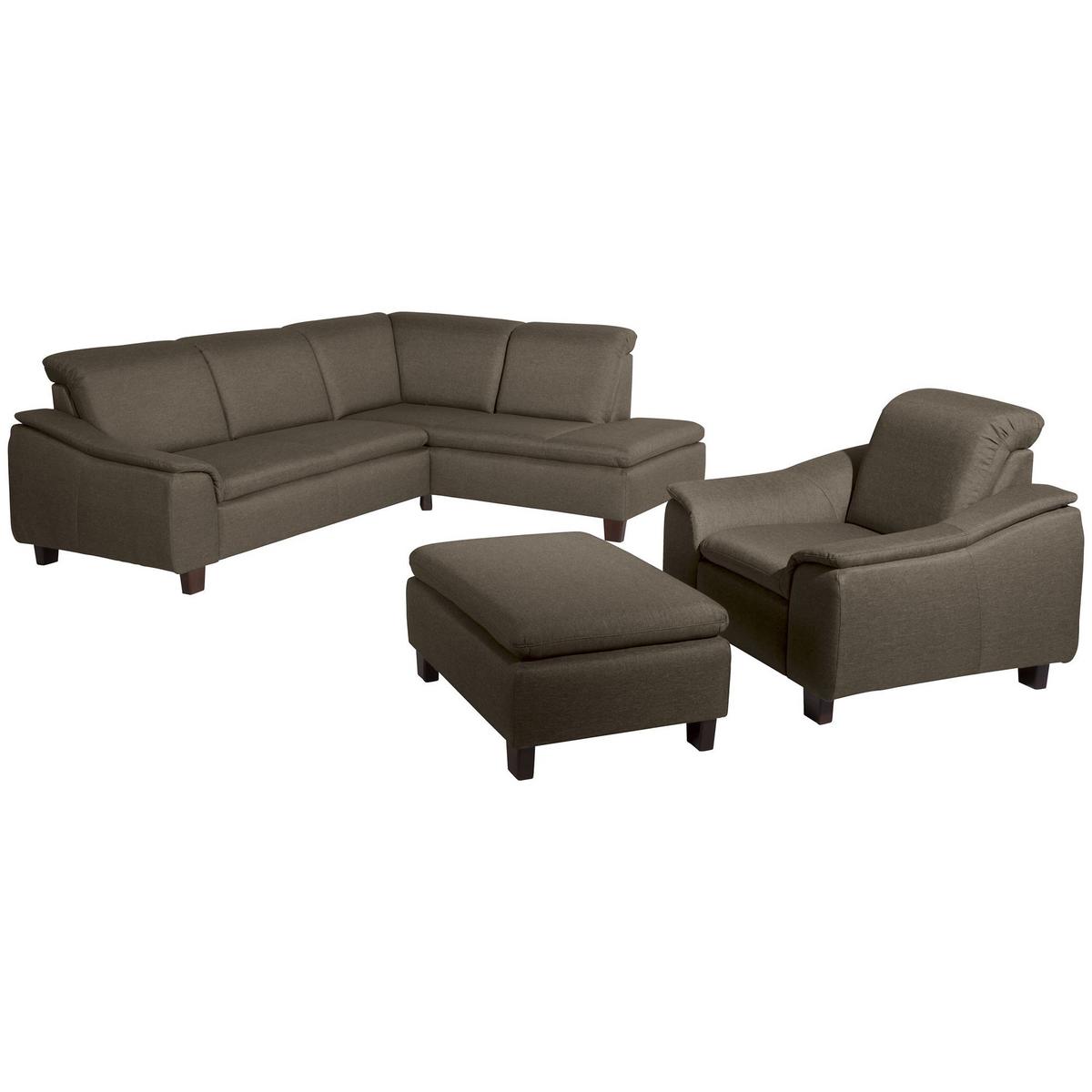 ECKSOFA mit Ottomane rechts Kaylil Flachgewebe sahara - Sahara, Kunststoff (187/247cm) - 58aufmkessel