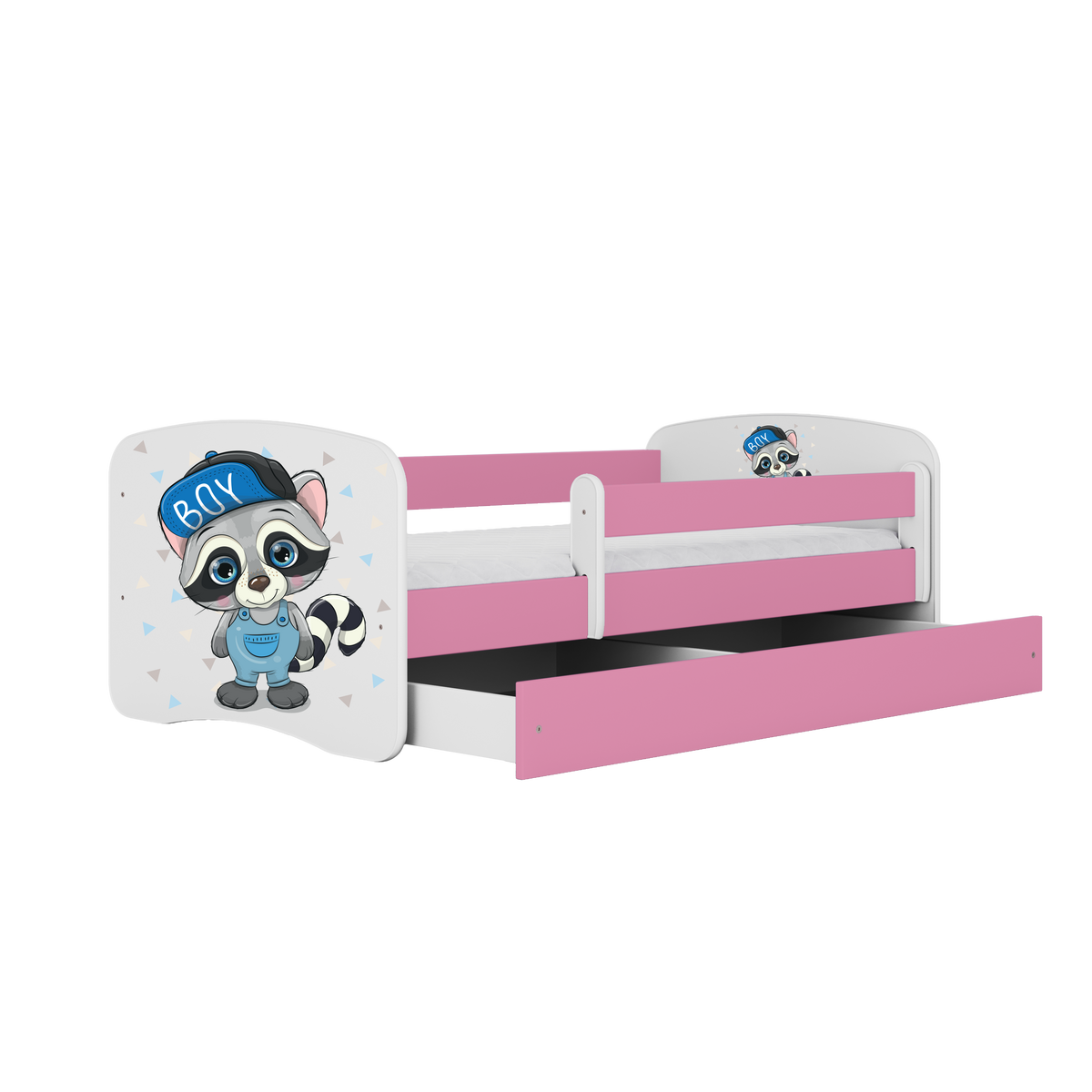 KINDERBETT Waschbär mit Schublade 180/80 90/61/184 - Rosa, Holzwerkstoff (80/180cm) - RAUMHIRSCH FURNITURE