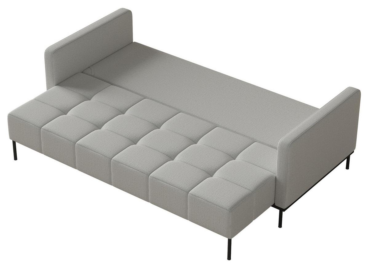 SCHLAFSOFA Skilia mit Schlaffunktion, 3-Sitzer 224 cm - Hellgrau/Schwarz, Textil/Metall (224/85/102cm) - Selsey