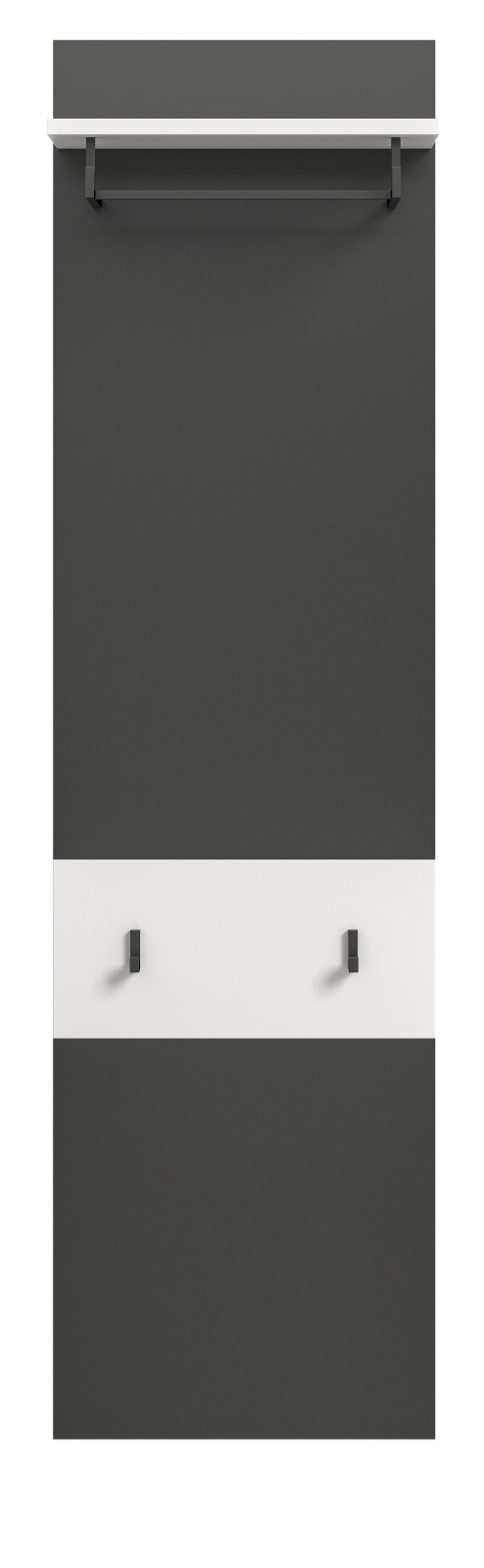 GARDEROBENPANEEL in grau, weiß, Wandgarderobe 45 x 165 cm, Cooper - Weiß/Grau, Holzwerkstoff/Metall (45/165/29cm) - Inn.Furn