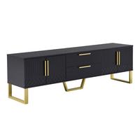 TV-SCHRANK 170 cm in Schwarz Hochglanz & Gold - Weiß, Holzwerkstoff (170/54/40cm) - Urban Meuble