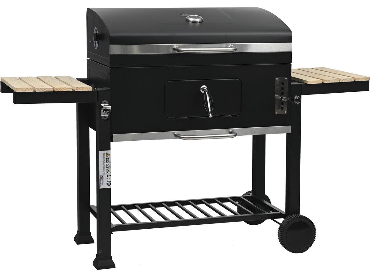 HOLZKOHLENGRILL marquis Schwarz - Schwarz, Metall (56/108/160cm) - Habitat Garten