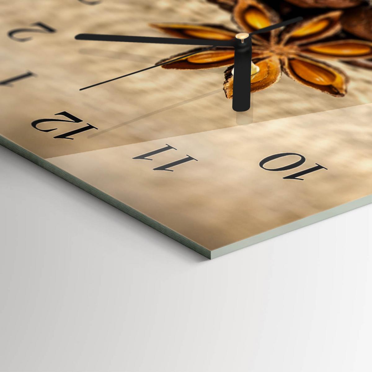WANDUHR aus Glas 60x30 cm - Kaffeebohnen - Braun, Glas (60/30/0.4cm) - TULUP