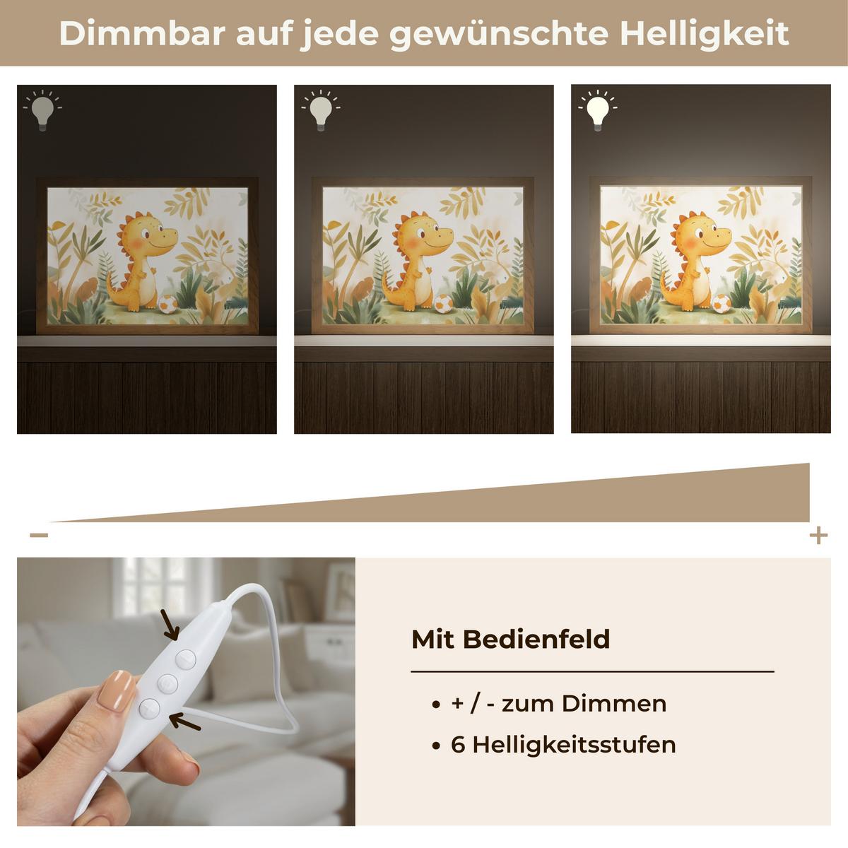 WANDLEUCHTE Dino - Fußball - Orange 30x20 cm - Beige, Holzwerkstoff (30/20/8cm) - OnlyWow