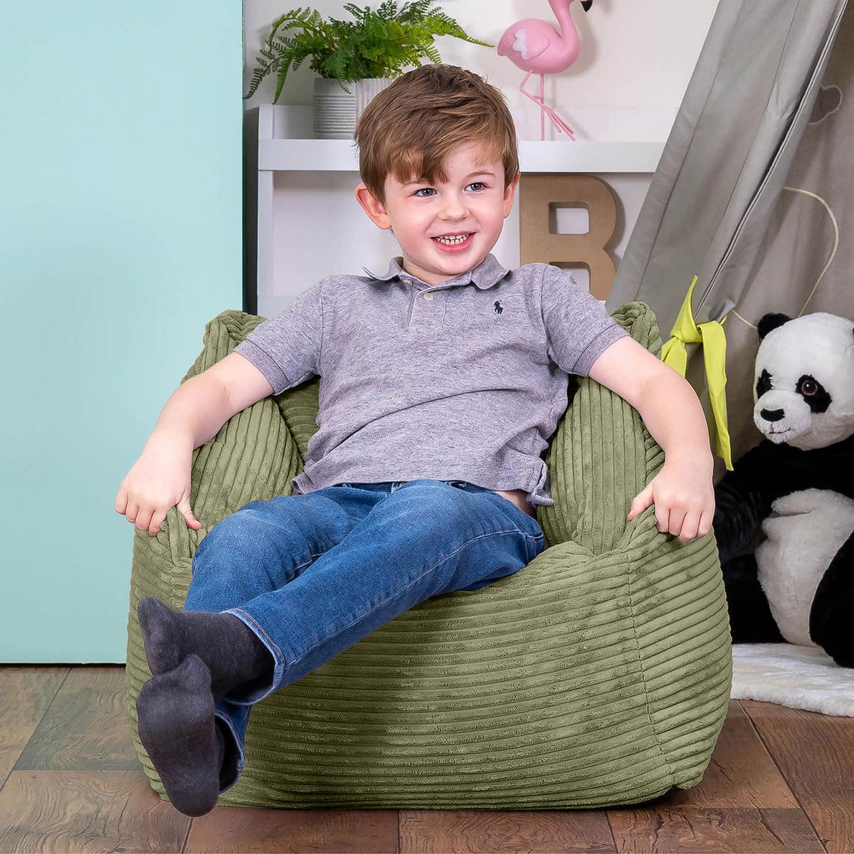 SITZSACK Flauschig für Kinder 2-tlg. - Grün, Textil (55/44/55cm) - icon