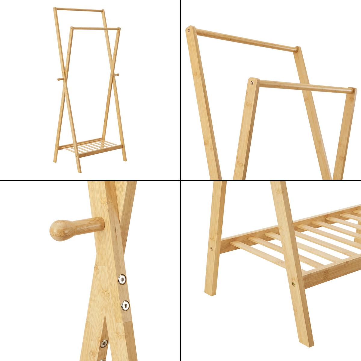 GARDEROBENSTÄNDER Keitele - Naturfarben, Holz (60/150/42cm) - [en.casa]
