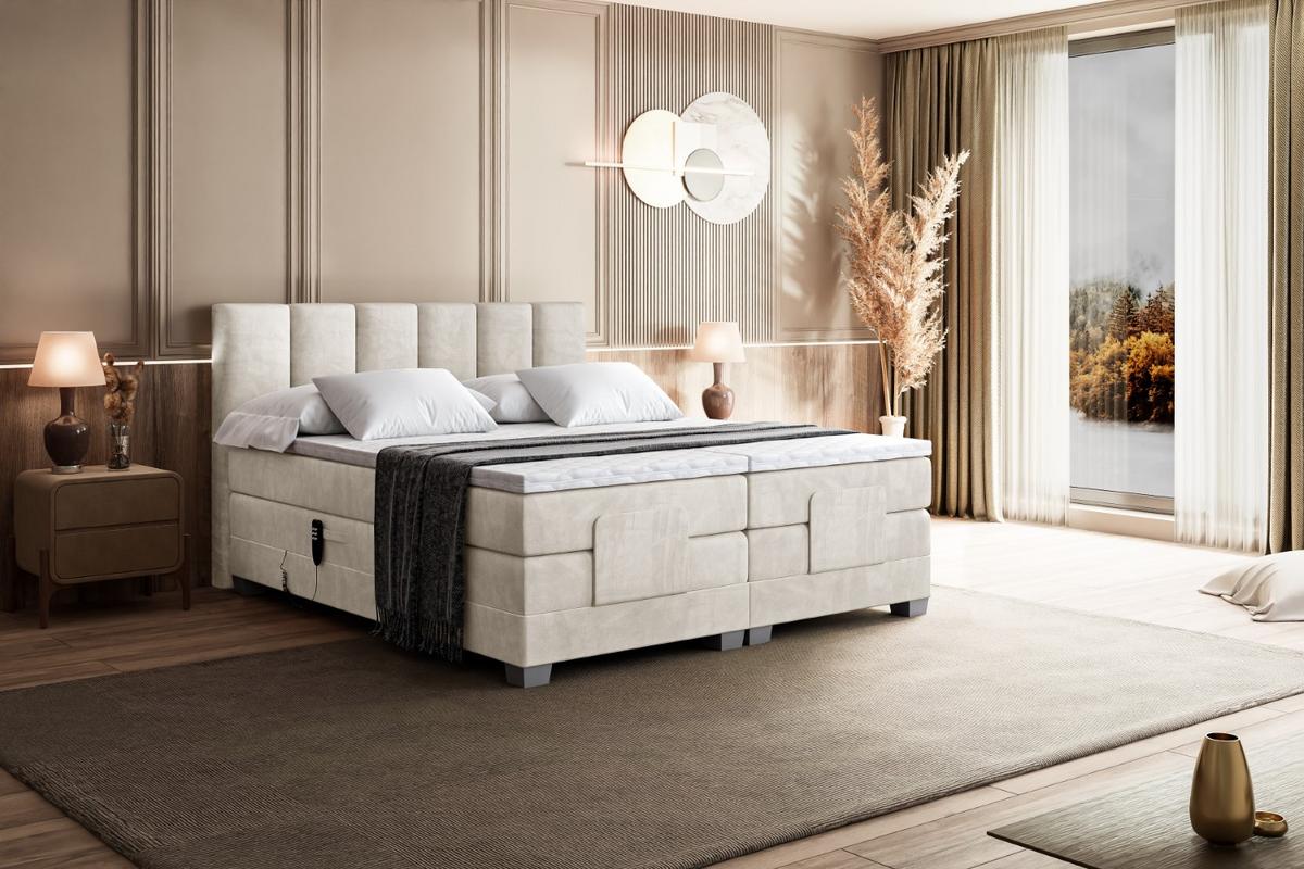 BOXSPRINGBETT elektrisch verstellbar mit 2 Matratzen H4/Taschenfederung AMEL EL 180 x 200 Creme - Creme, Holzwerkstoff (187/200cm) - ALTDECOR