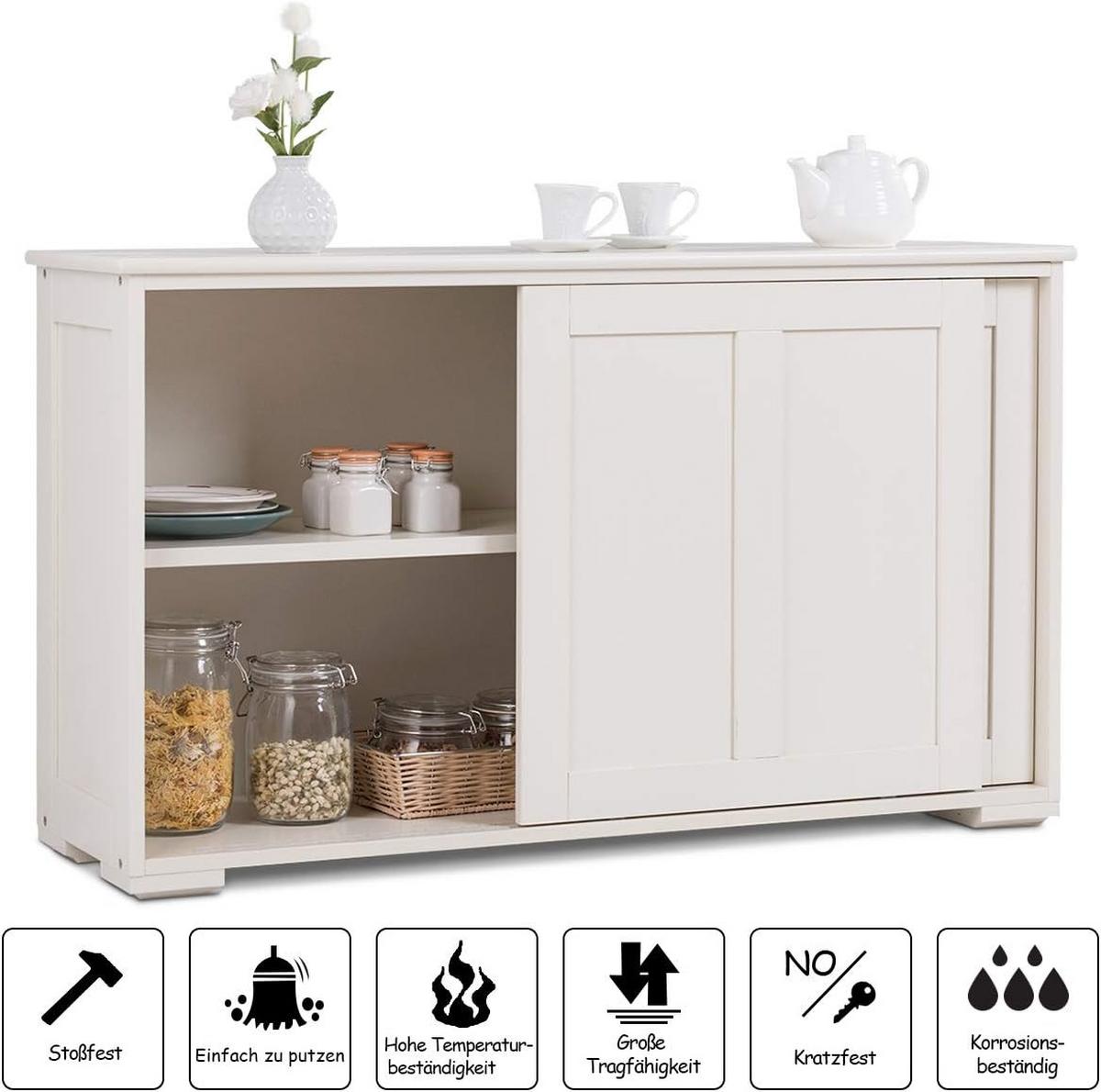 SIDEBOARD Beige - Beige, Holz (107/60/33cm) - COSTWAY