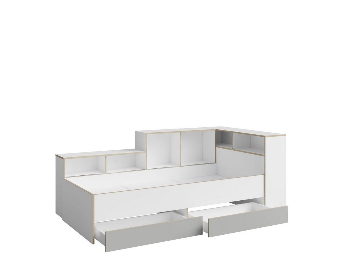 BETT 90 x 200 Weiß, Grau 231/89/126 - Weiß/Grau, Holzwerkstoff - RAUMHIRSCH FURNITURE