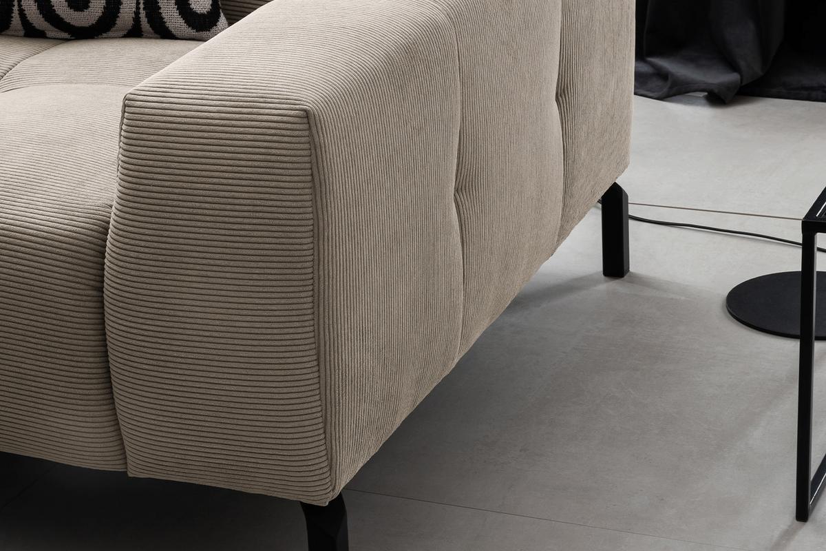 ECKSOFA MIT MOTORISCHEM SITZVORZUG OHIO Beige Cord Relaxfunktion - Beige/Schwarz, Textil/Metall (311/219cm) - KAWOLA