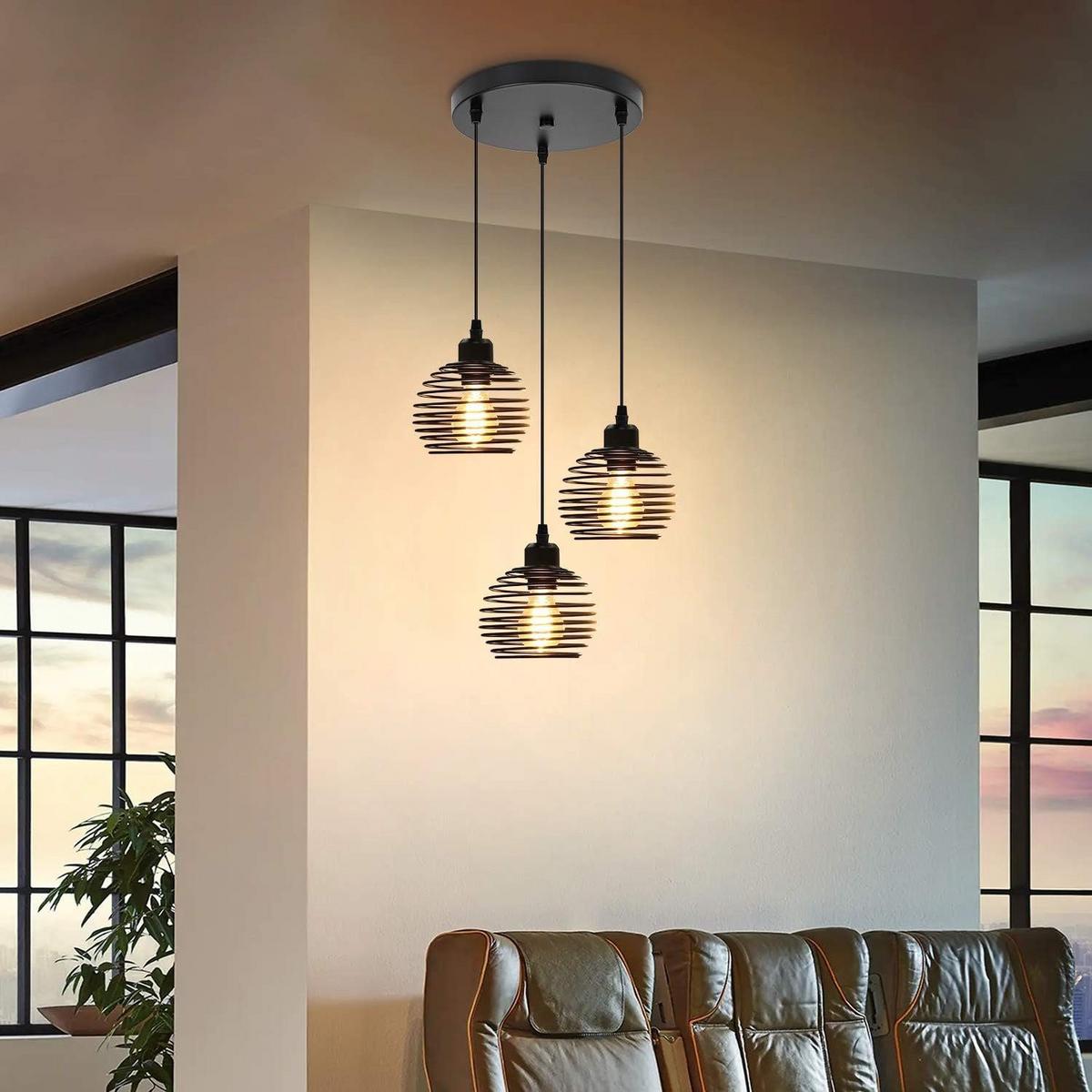 PENDELLEUCHTE Walburga 3-flammig 30/24/139 cm - Schwarz, Metall (30/24/139cm) - Nettlife