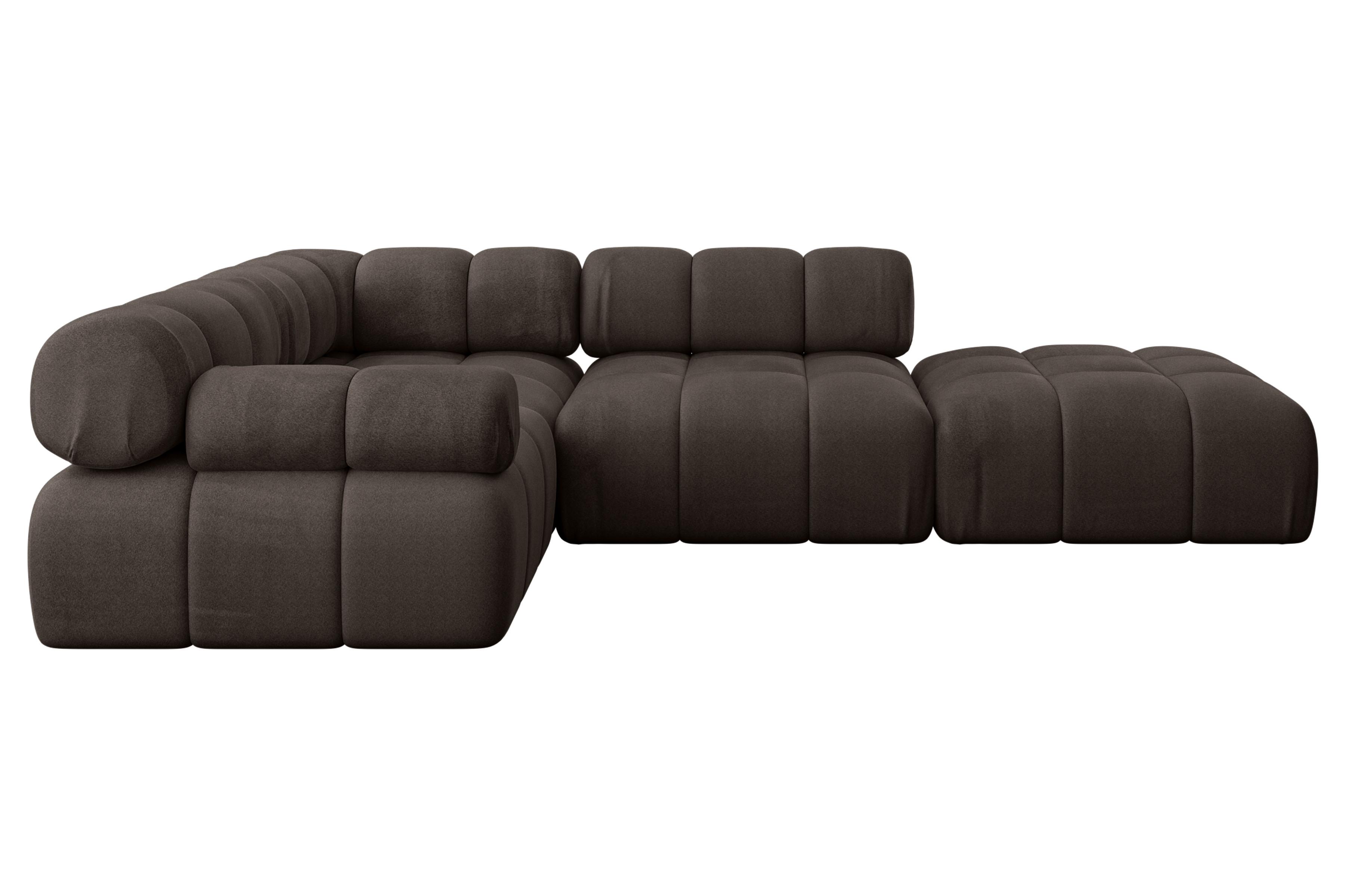 ECKSOFA modulares Sofa Felto-L1 - 285x190x70 cm Braun Velours - Braun, Holzwerkstoff/Textil (285/190cm) - ALTDECOR