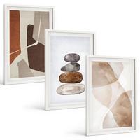 BILDER SET 3er Set - 40x60 cm Weißer Rahmen - Moderne abstrakte Malerei - Weiß, Kunststoff (40/60cm) - TULUP