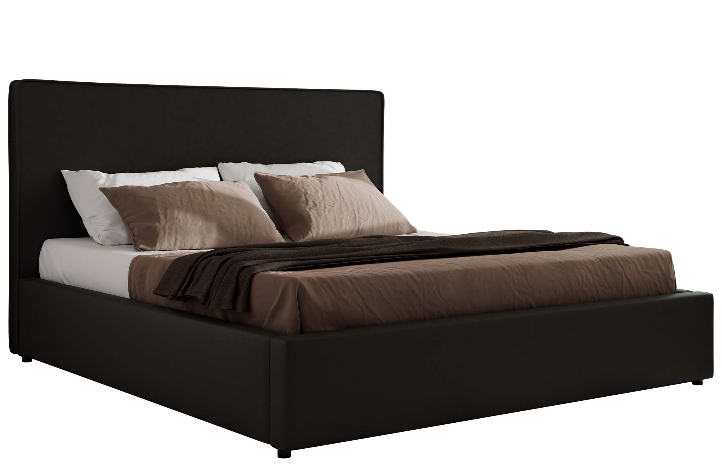 POLSTERBETT CORIVO CLASSIC 180/200 - Schwarz Kunstleder - Schaum-Matratze - Schwarz, Textil (180/200cm) - MKS