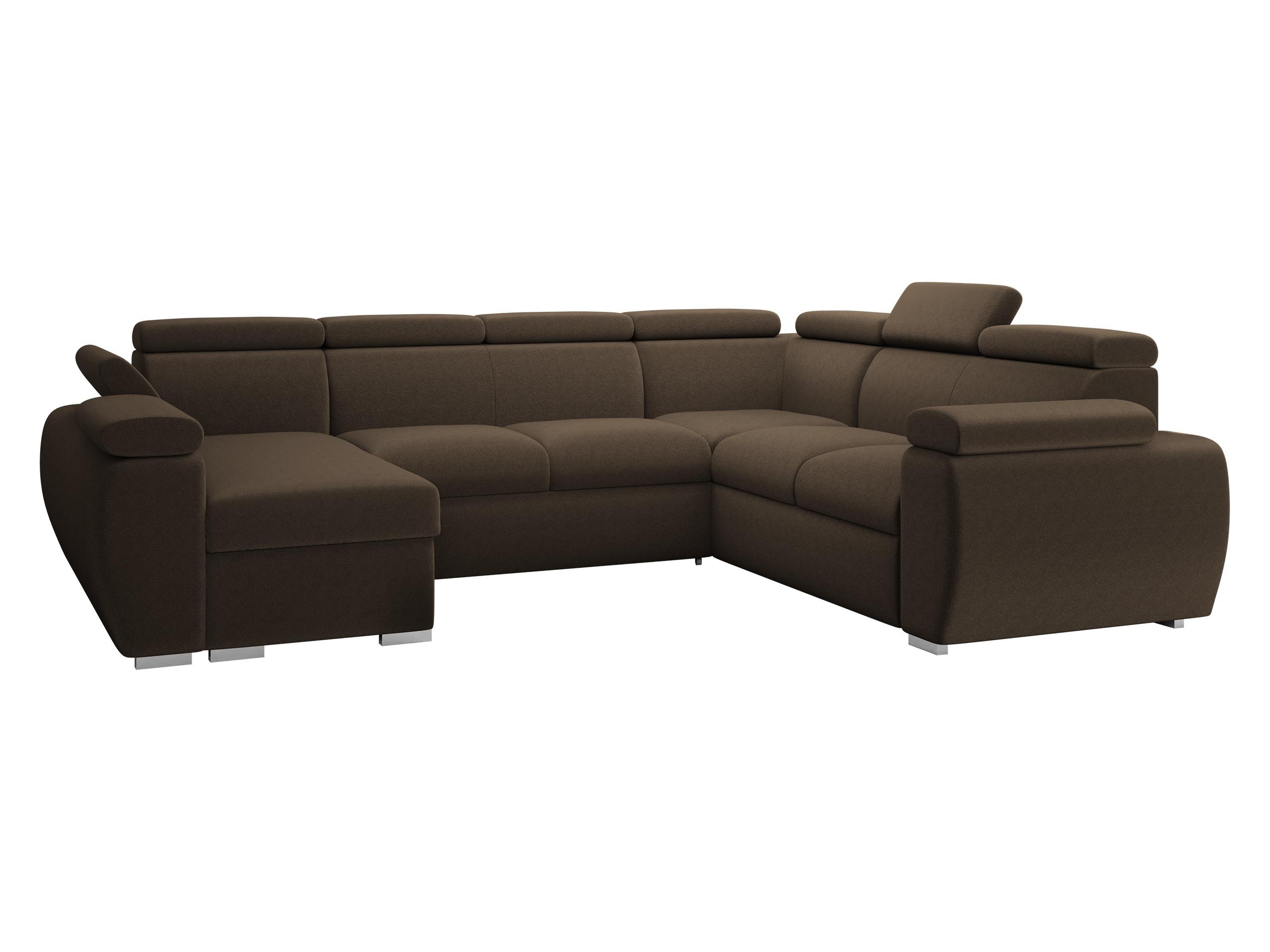 WOHNLANDSCHAFT Boston U, Seite: Links - LC+2P+R+2R - Chromfarben/Braun, Holz/Textil (325/98/260cm) - MIRJAN24