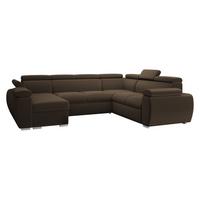 WOHNLANDSCHAFT Boston U, Seite: Links - LC+2P+R+2R - Chromfarben/Braun, Holz/Textil (325/98/260cm) - MIRJAN24