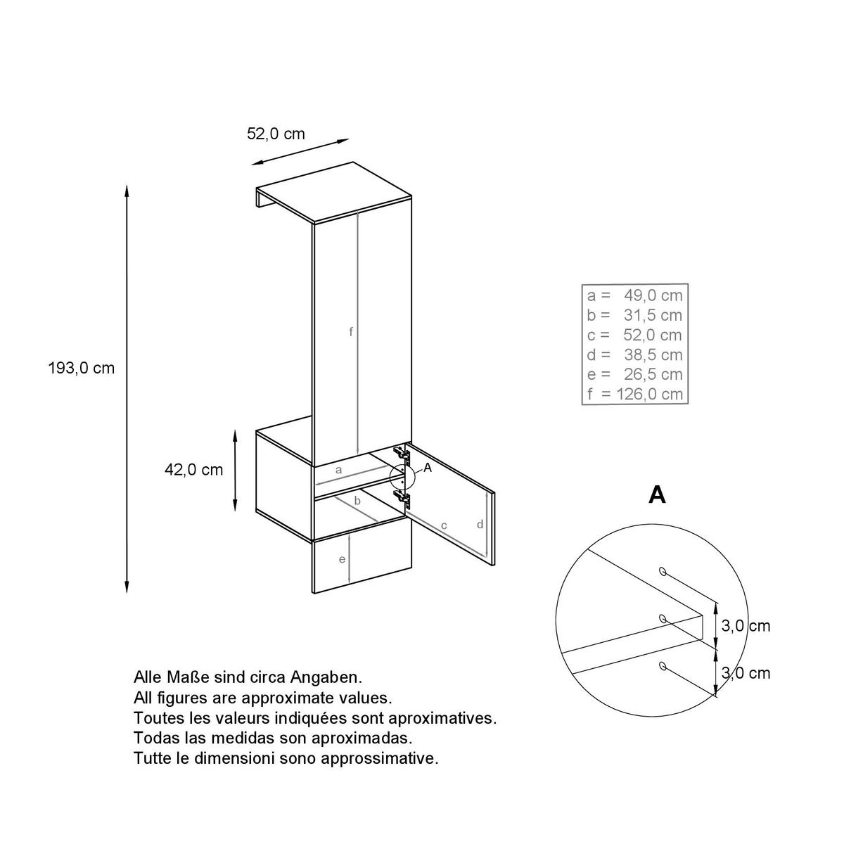GARDEROBE Carlton Paneel in Eiche Nature - Eichefarben, Holzwerkstoff (52/193/35cm) - Vladon