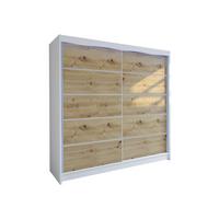 SCHWEBETÜRENSCHRANK Talin IV, mit RGB LED Beleuchtung - Silberfarben/Eiche Artisan, Holzwerkstoff/Metall (180/215/58cm) - MIRJAN24