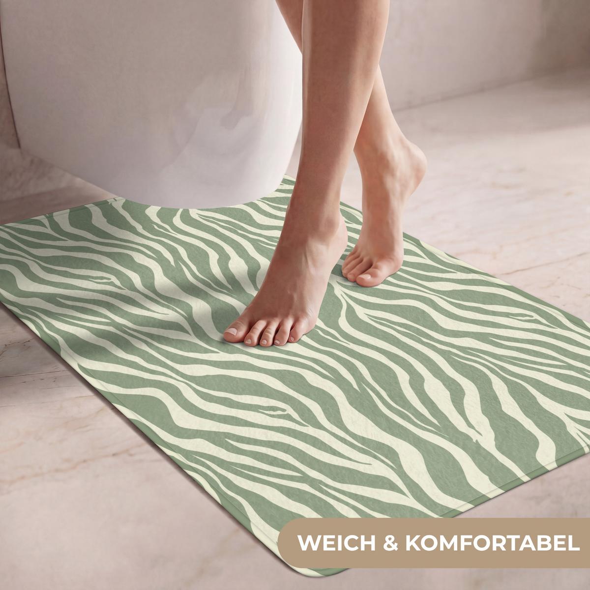 WC-VORLEGER Zebra - Motiv - Grün Toilettenvorleger 60x90 cm - Salbeigrün, Textil (60/1cm) - OnlyWow