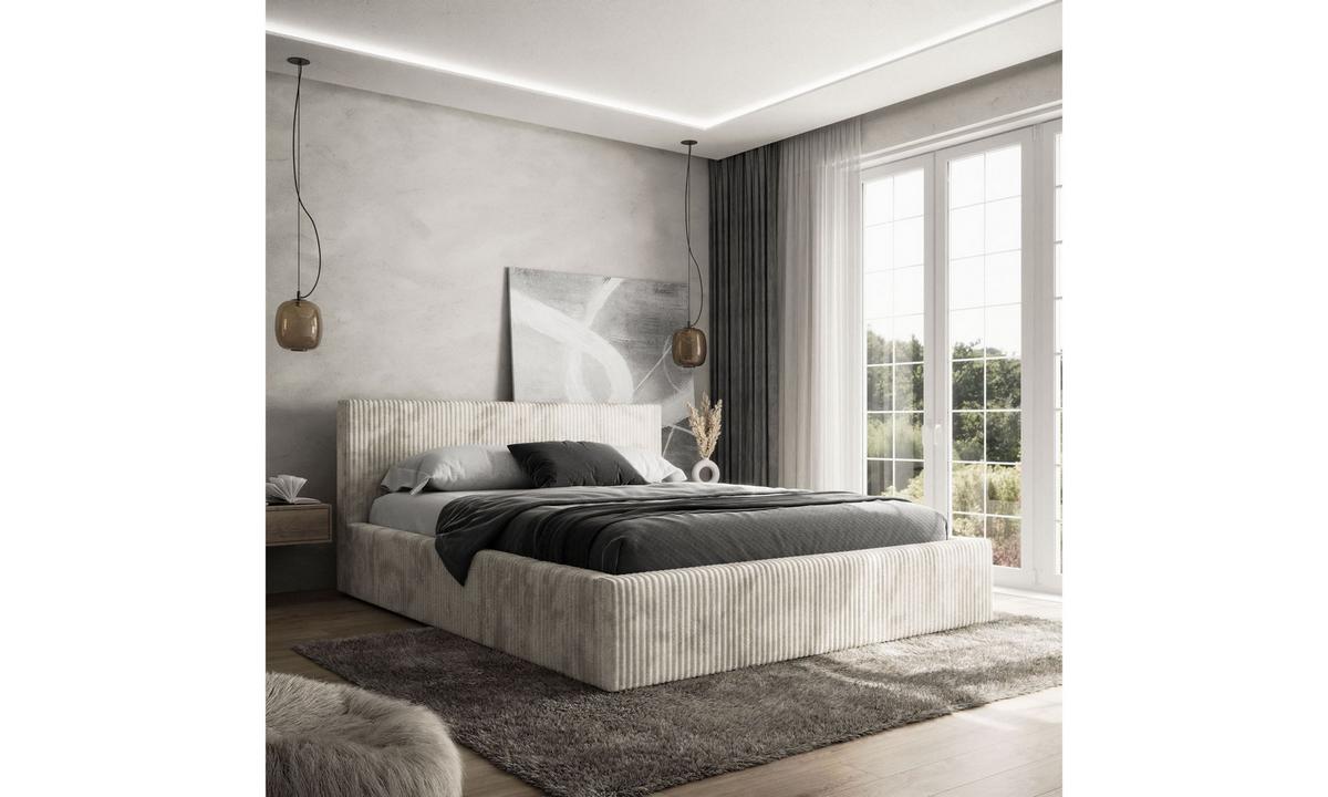 POLSTERBETT TILIA 180x200 cm Tilia 03, 34 Holzlatten, Kopfteil 95 cm - Creme, Textil (180/200cm) - Lookway