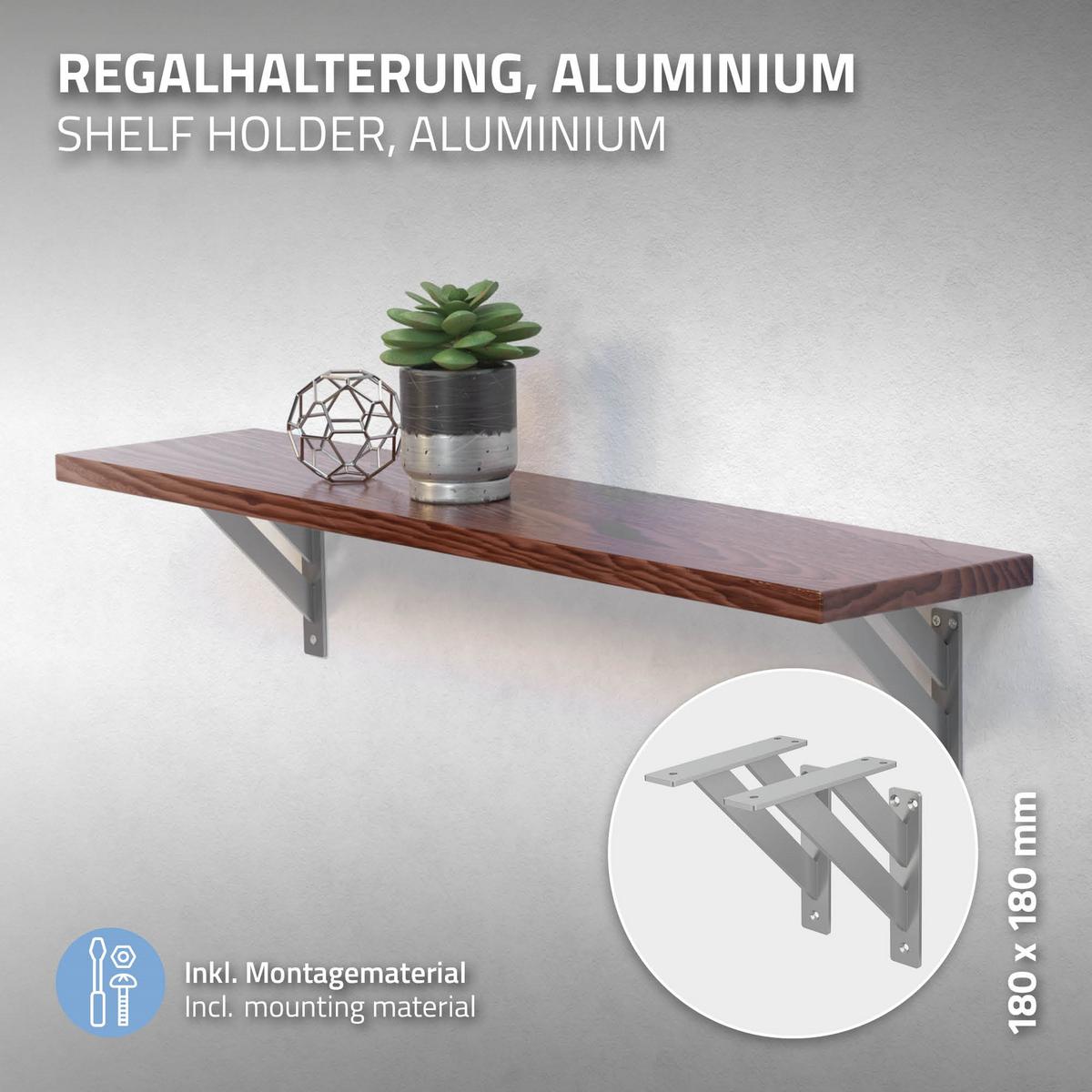 REGALHALTERUNGEN - Silberfarben, Metall (18/18/3cm) - ML-DESIGN