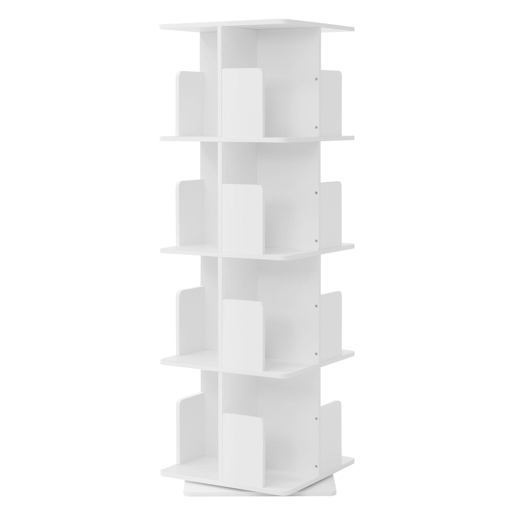 BÜCHERREGAL Kinder mit 4 Ebenen Weiß 40x124,5x40 cm Drehbar 360 Grad - Weiß, Holzwerkstoff (40/124.5/40cm) - ML-DESIGN