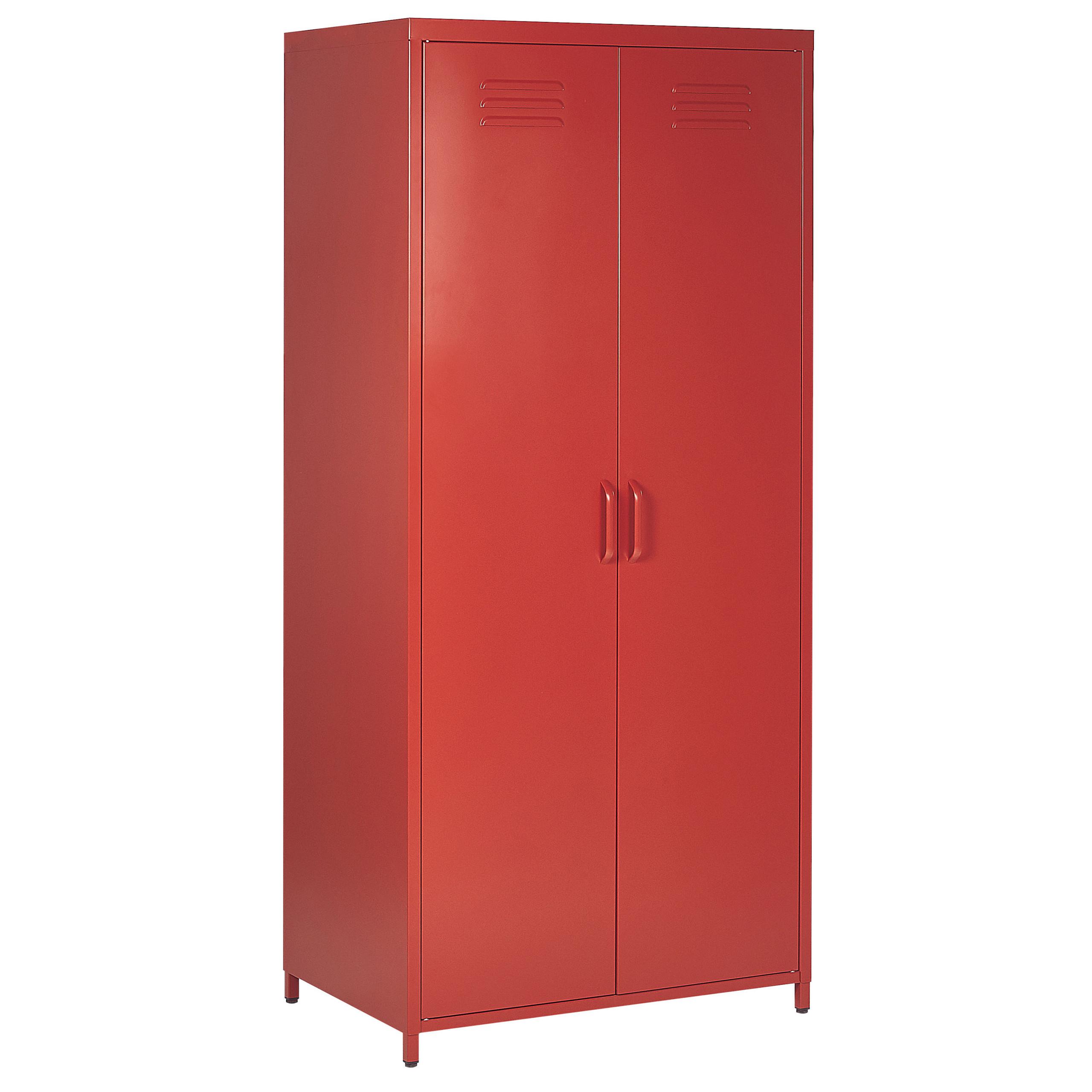 GARDEROBENSCHRANK Stahl rot matt 4 Fächer Varna - Rot, Metall (76/171/50cm) - Beliani