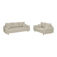 SITZGARNITUR 3+2 Alma Beige Cord - Beige/Braun, Holz/Textil (210/81/93cm) - S-Style Möbel