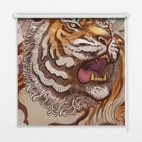 INNENROLLO - Fensterrollo - Rollo - 60x40 cm - Tiger in Blumen - Orange, Kunststoff (60/140/0.5cm) - TULUP