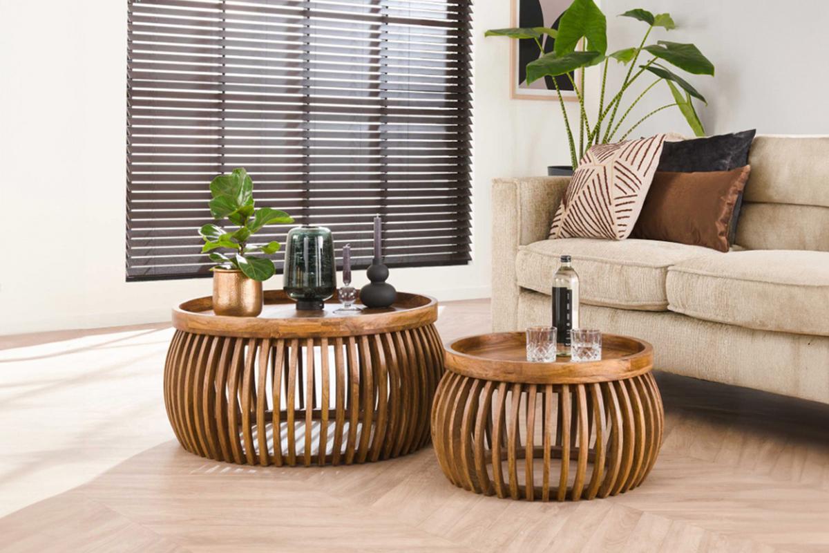 COUCHTISCH LANI 2ER SET Braun Mango - Braun, Mangoholz/Holz (78/78/40cm) - KAWOLA