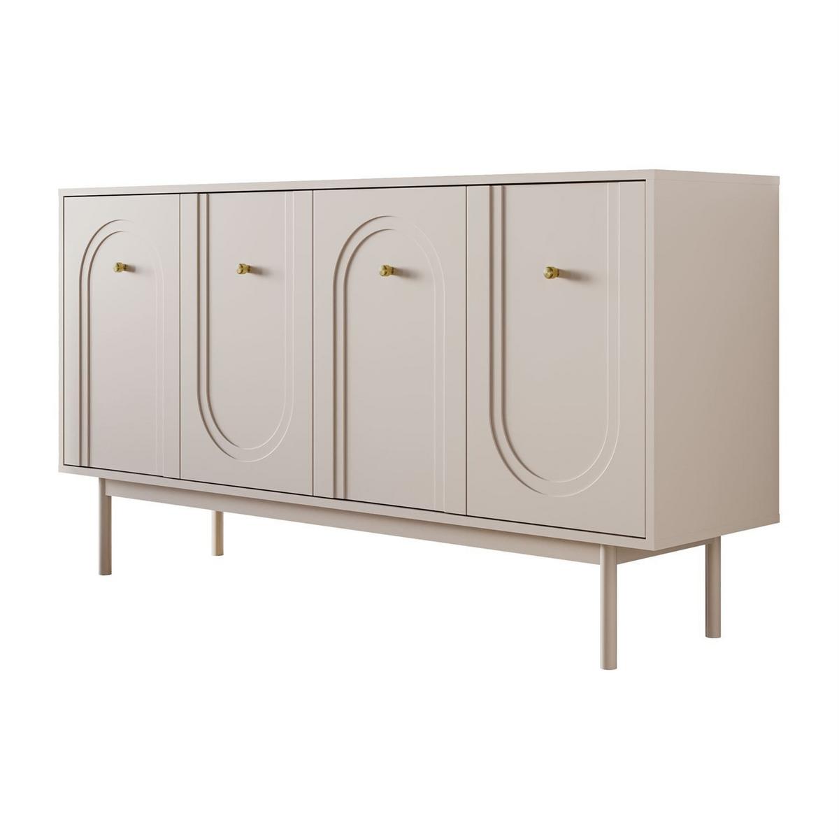 SIDEBOARD LIBERTY 4D auf Holzbeinen kaschmirfarben - Kaschmir, Holzwerkstoff (154/82/39cm) - Lookway
