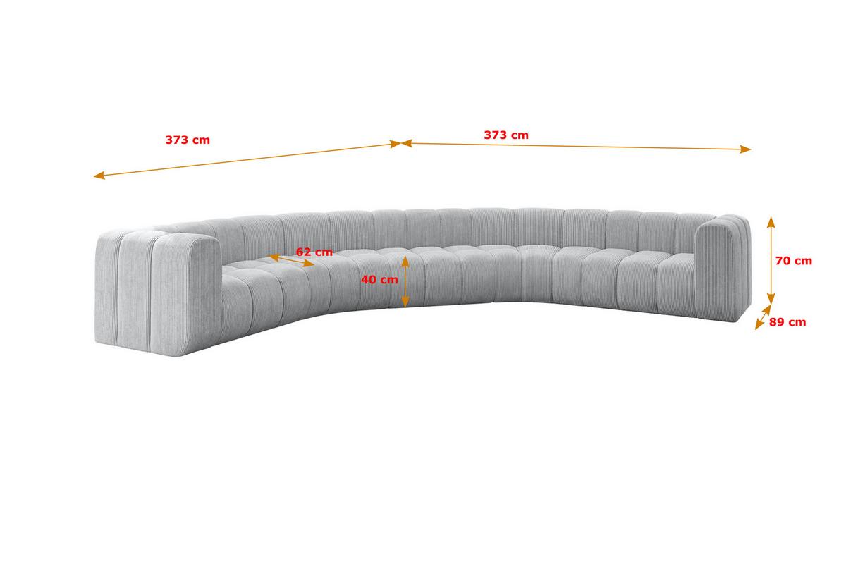 WOHNLANDSCHAFT modulares Sofa Lazro-U1 - 373x373x70 cm Grau - Grau, Holzwerkstoff/Textil (373/70/373cm) - ALTDECOR
