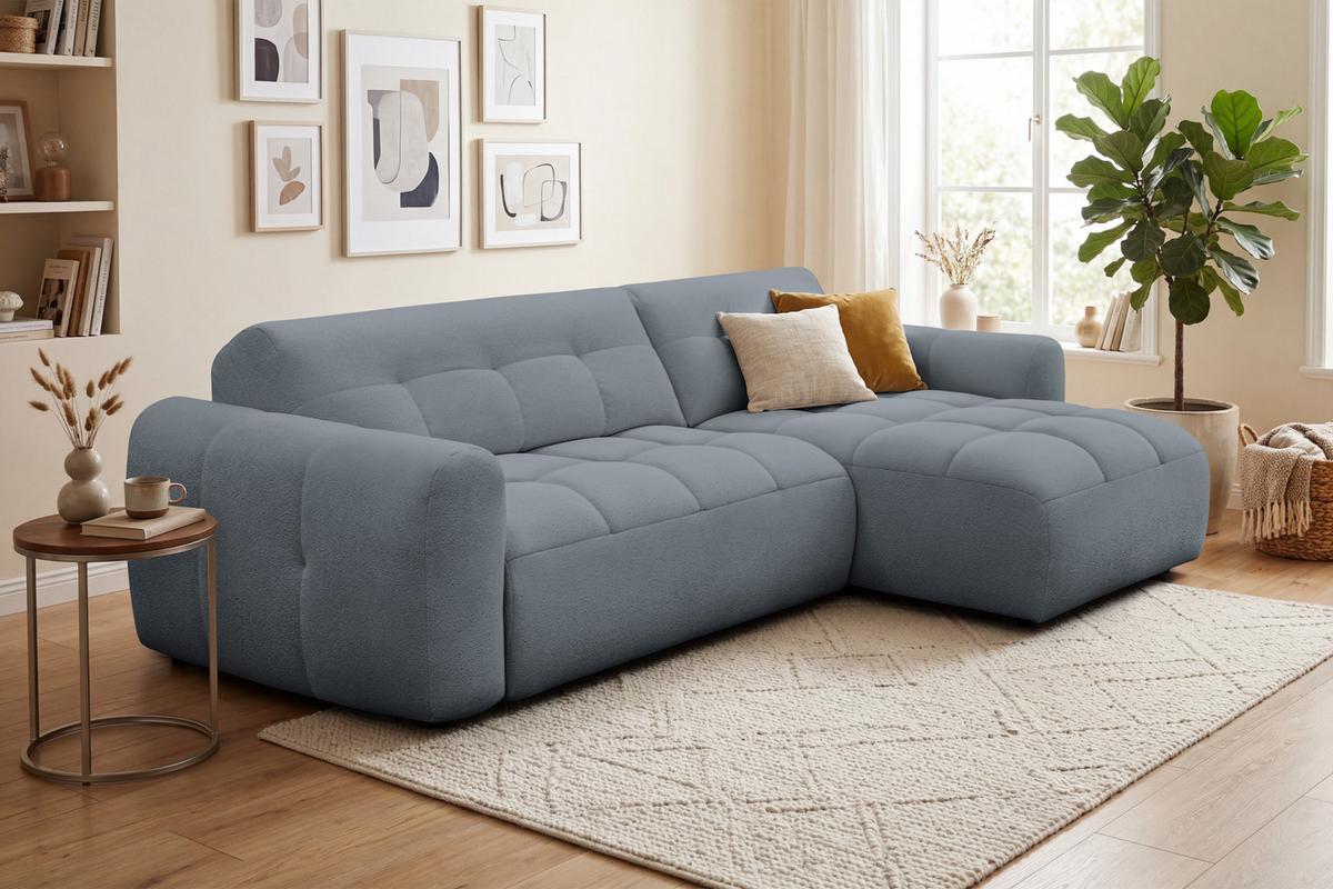 ECKSOFA LUMERO 4-Sitzer RECHTS, graphitfarben - Graphitfarben/Schwarz, Holz/Textil (275/166cm) - Courtois Laville