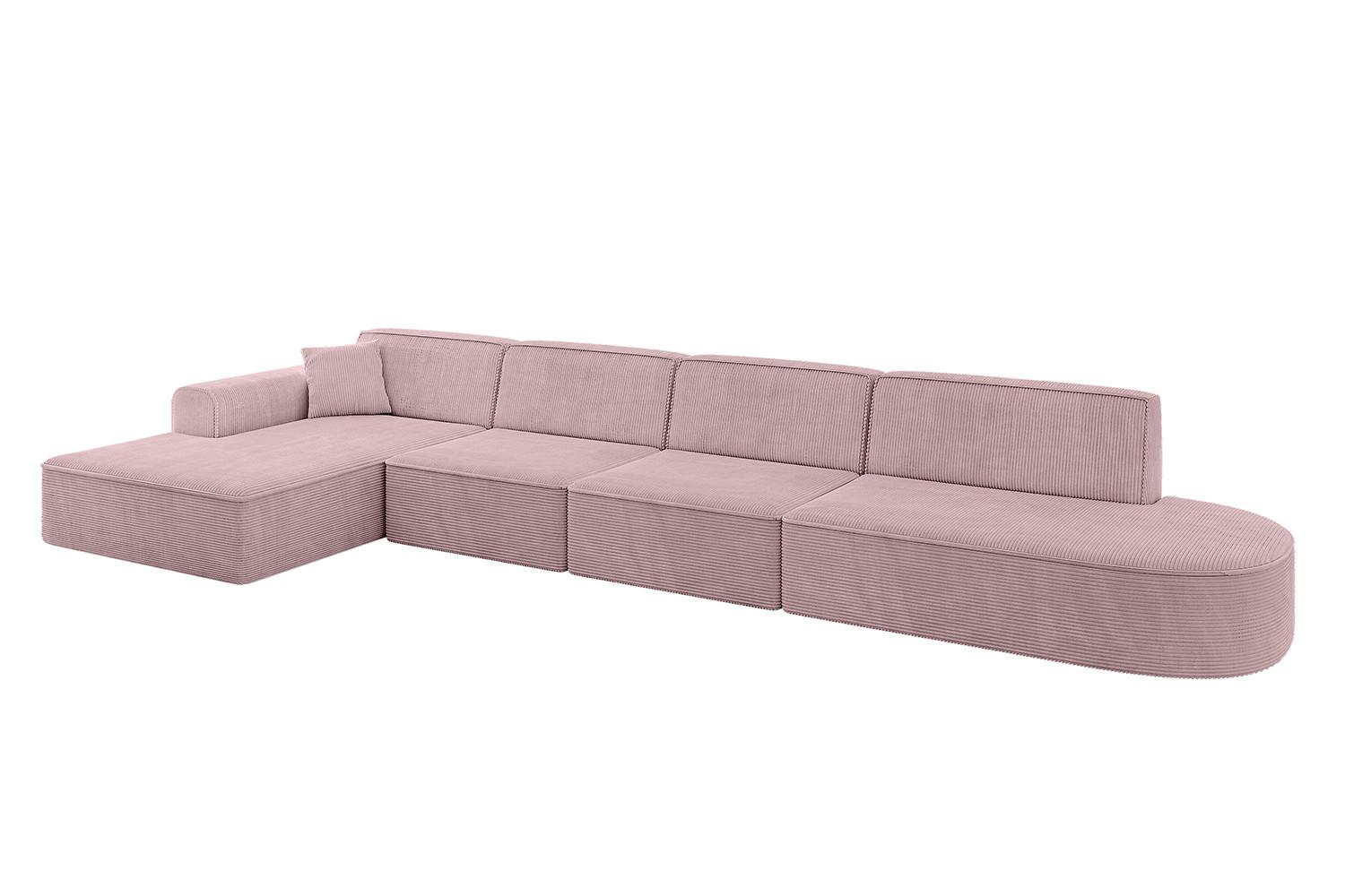 ECKSOFA Ottomane Links IREA-L3-v3 - 412x165x77 cm Rosa - Rosa, Holzwerkstoff/Textil (412/165cm) - ALTDECOR