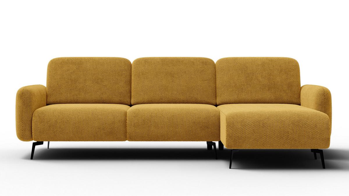 ECKSOFA FEBE 4-Sitzer rechts, dunkelgelb - Gelb/Schwarz, Holz/Textil (264/157cm) - Wozimo