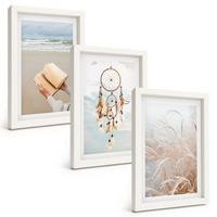 BILDER SET 3er Set - 20x30 cm Weißer Rahmen - Friedliche sommerliche Boho-Landschaften - Weiß, Kunststoff (20/30cm) - TULUP