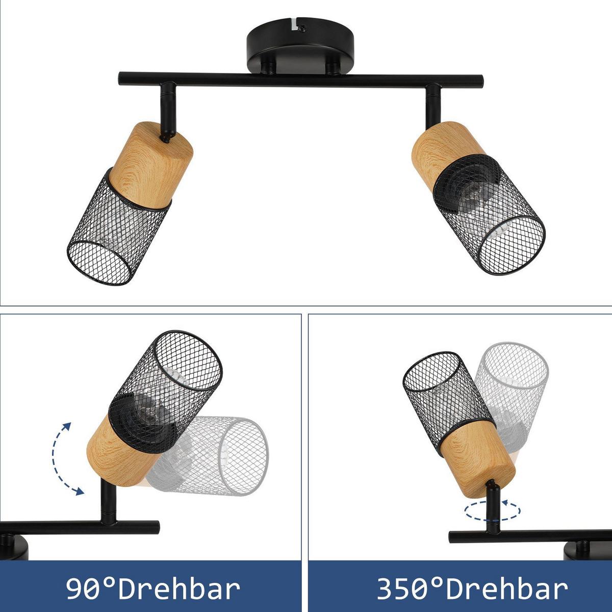 DECKENSTRAHLER Amberg 2-flammig 30/18/17.5 cm - Schwarz, Metall (30/18/17.5cm) - Nettlife