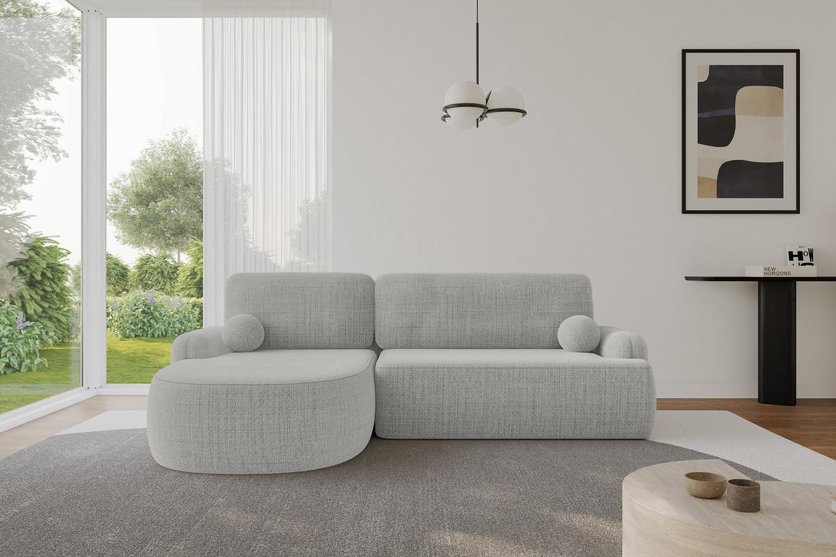 ECKSOFA mit Schlaffunktion und Bettkasten LIRA-L - 264x172x89 Hellgrau - Hellgrau, Holzwerkstoff/Textil (264/172cm) - ALTDECOR