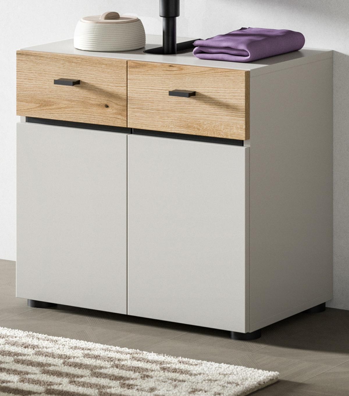 WASCHBECKENUNTERSCHRANK Kaschmir, Eiche Evoke 60 cm, Badschrank 2-türig - Kaschmir/Eichefarben, Holzwerkstoff/Kunststoff (60/56/35cm) - Inn.Furn
