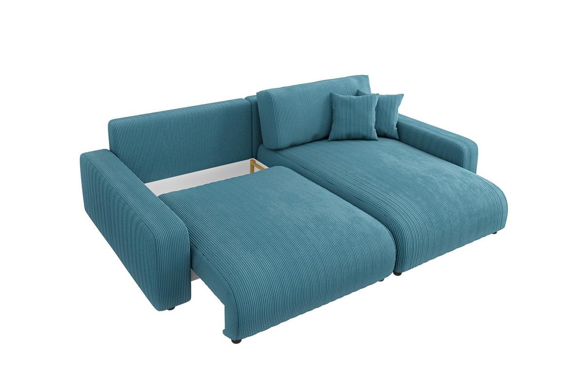 ECKSOFA Emma Türkis Cord - Ottomane rechts - Türkis, Textil (234/170cm) - S-Style Möbel